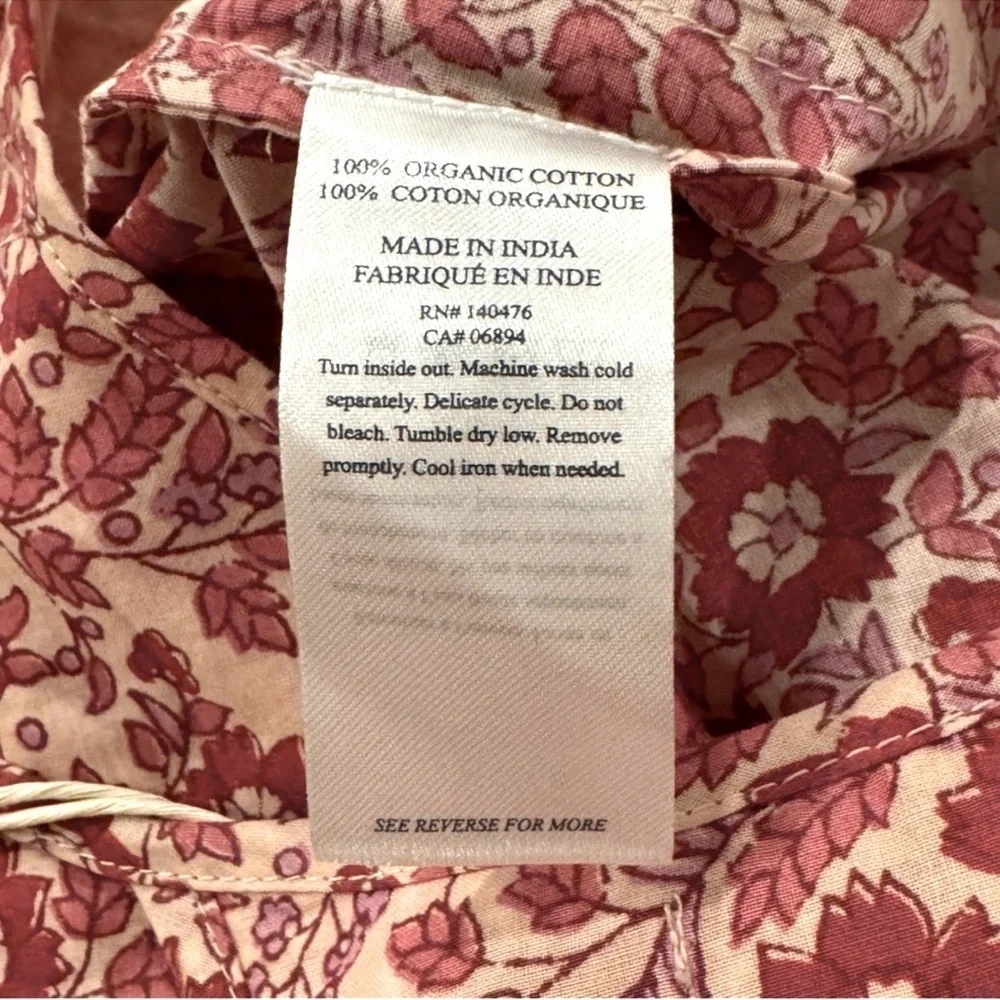 Faherty Adella Pink Floral Organic Cotton Jumpsuit Size Small NWT - Picture 8 of 11
